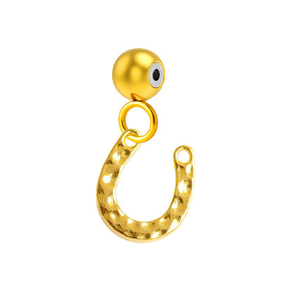 CHARM Acero Dorado Chapado Oro 14 K-con Bola de Goma
