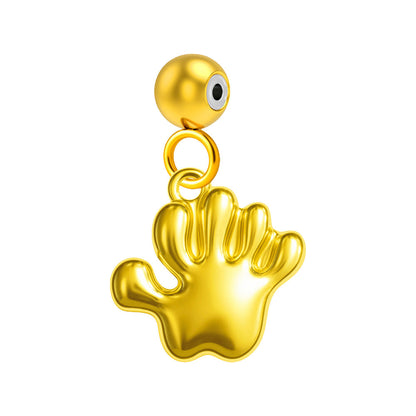CHARM Acero Dorado Chapado Oro 14 K-con Bola de Goma