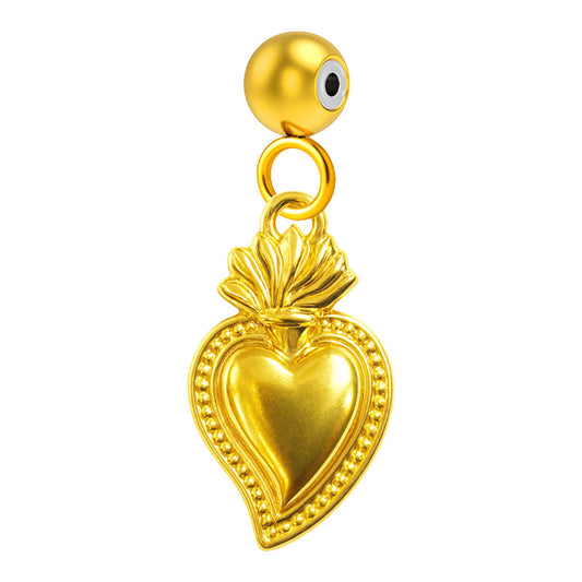 CHARM Acero Dorado Chapado Oro 14 K-con Bola de Goma
