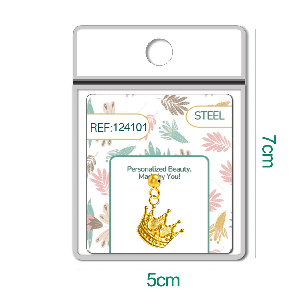 CHARM Acero Dorado Chapado Oro 14 K-con Bola de Goma