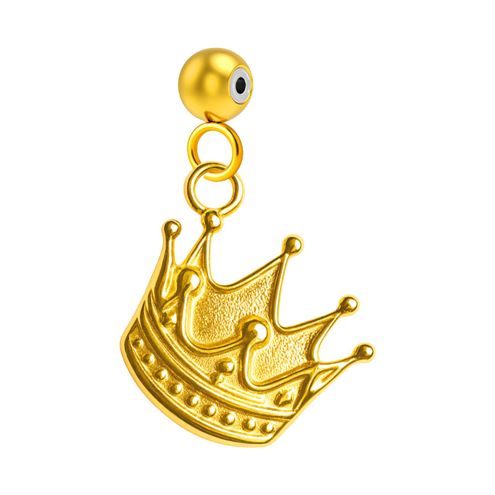 CHARM Acero Dorado Chapado Oro 14 K-con Bola de Goma