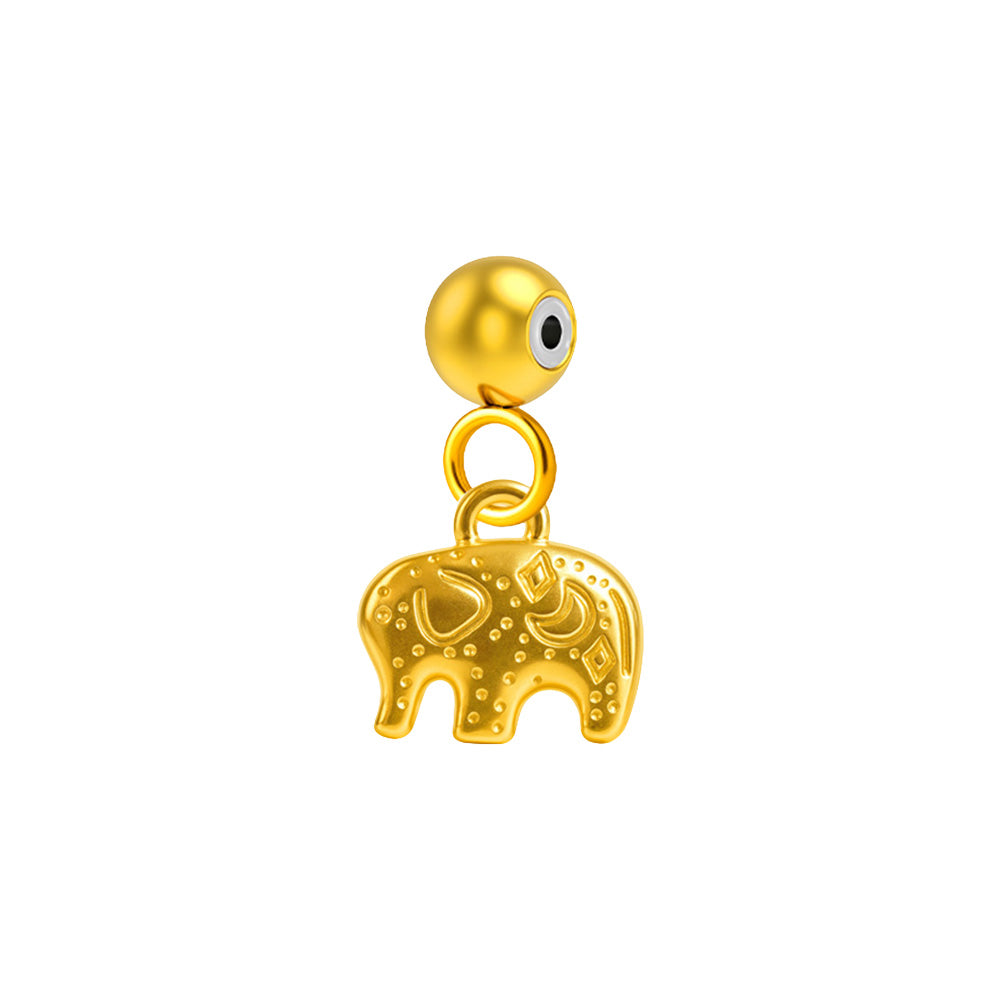 CHARM Acero Dorado Chapado Oro 14 K-con Bola de Goma