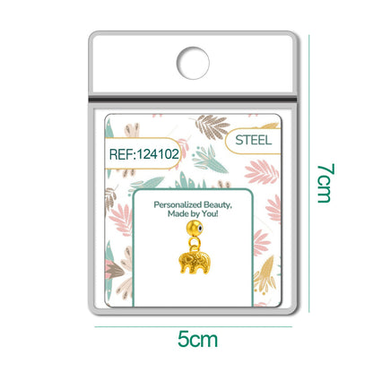 CHARM Acero Dorado Chapado Oro 14 K-con Bola de Goma