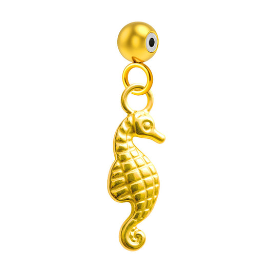 CHARM Acero Dorado Chapado Oro 14 K-con Bola de Goma