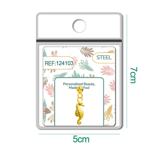 CHARM Acero Dorado Chapado Oro 14 K-con Bola de Goma - cotigo