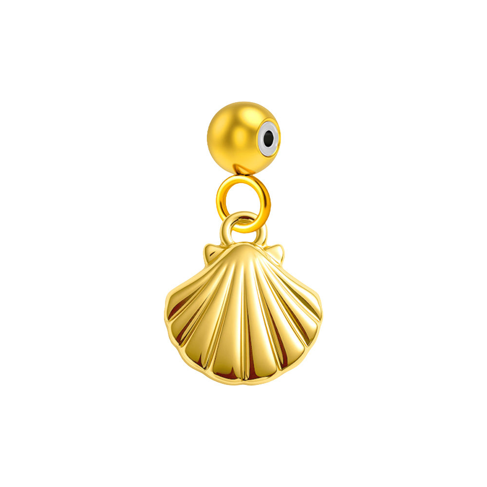 CHARM Acero Dorado Chapado Oro 14 K-con Bola de Goma