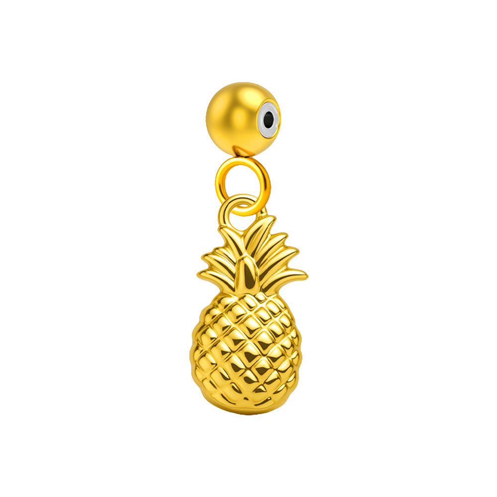CHARM Acero Dorado Chapado Oro 14 K-con Bola de Goma