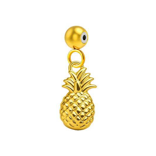CHARM Acero Dorado Chapado Oro 14 K-con Bola de Goma