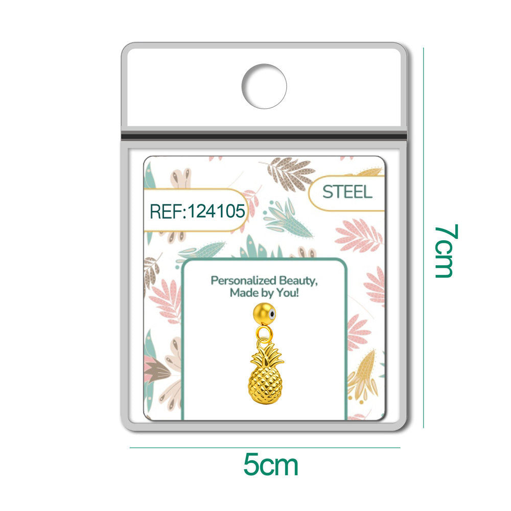 CHARM Acero Dorado Chapado Oro 14 K-con Bola de Goma