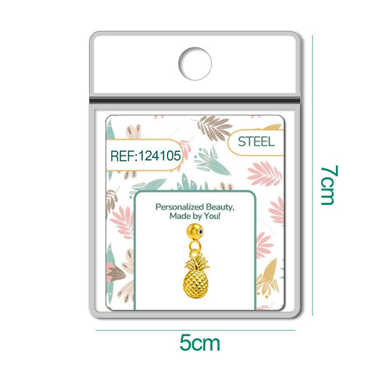 CHARM Acero Dorado Chapado Oro 14 K-con Bola de Goma - cotigo