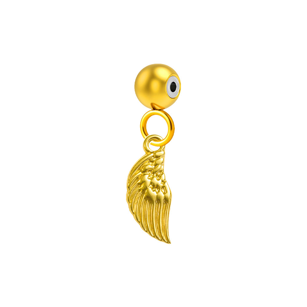 CHARM Acero Dorado Chapado Oro 14 K-con Bola de Goma