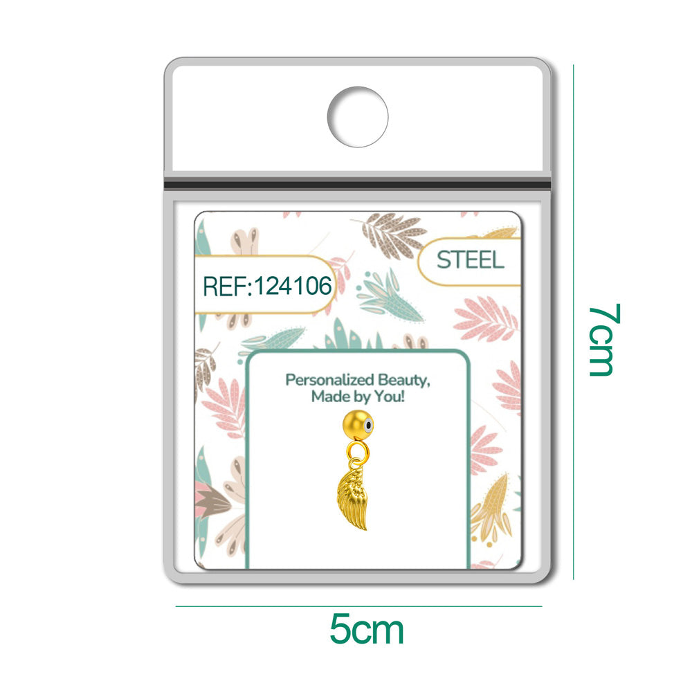 CHARM Acero Dorado Chapado Oro 14 K-con Bola de Goma