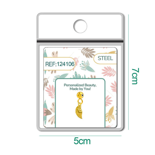 CHARM Acero Dorado Chapado Oro 14 K-con Bola de Goma - cotigo