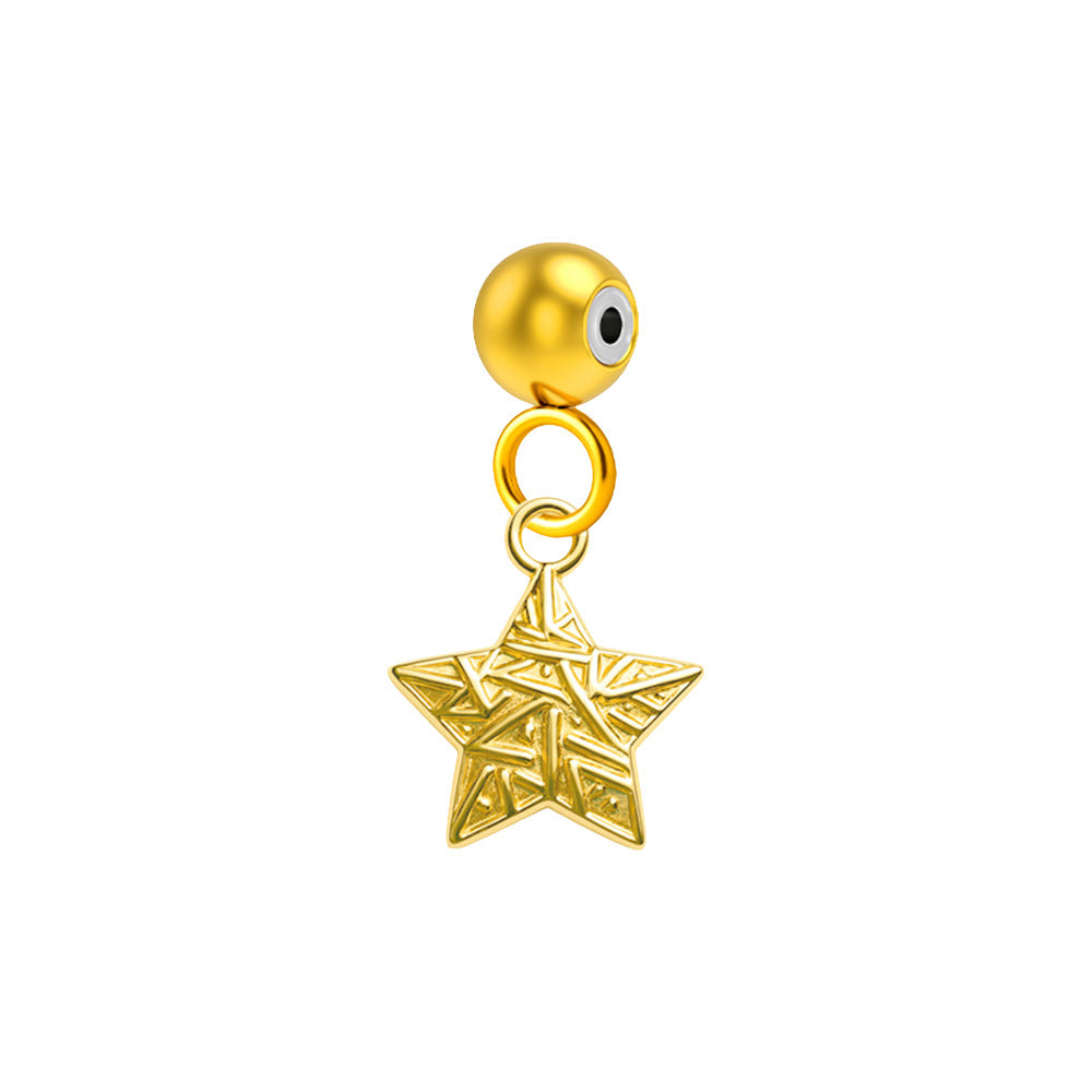 CHARM Acero Dorado Chapado Oro 14 K-con Bola de Goma