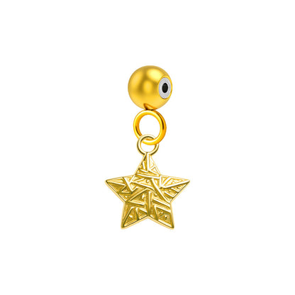 CHARM Acero Dorado Chapado Oro 14 K-con Bola de Goma