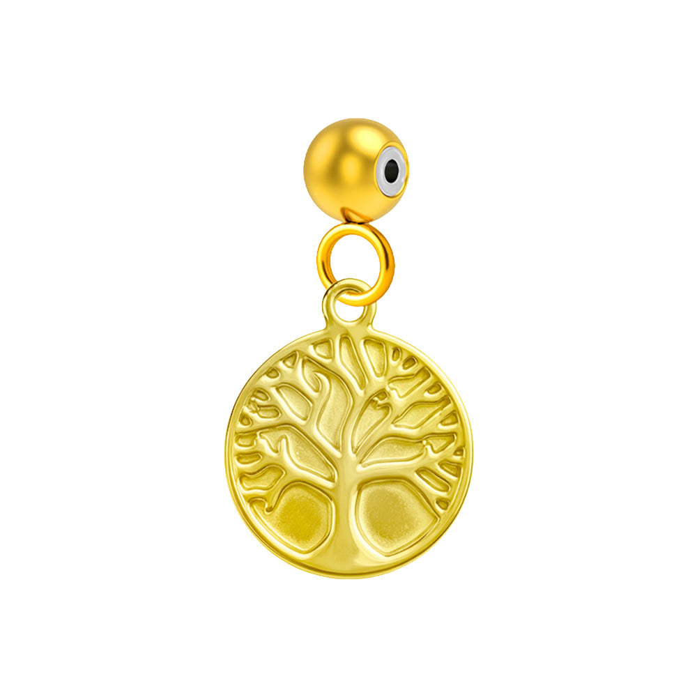 CHARM Acero Dorado Chapado Oro 14 K-con Bola de Goma