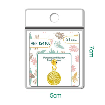 CHARM Acero Dorado Chapado Oro 14 K-con Bola de Goma