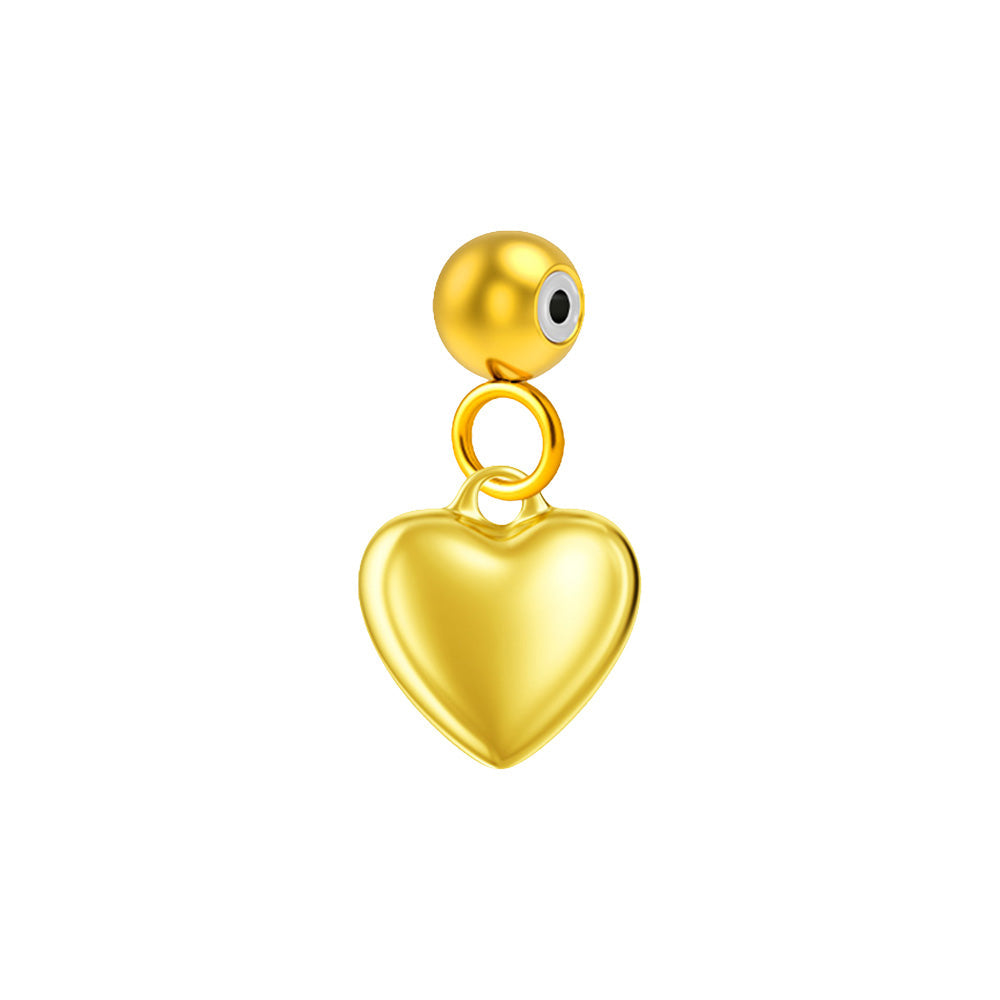 CHARM Acero Dorado Chapado Oro 14 K-con Bola de Goma