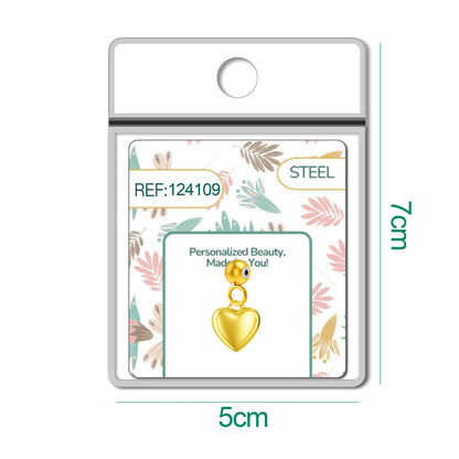 CHARM Acero Dorado Chapado Oro 14 K-con Bola de Goma