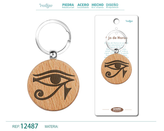 Llavero de Madera con OJO HORUS