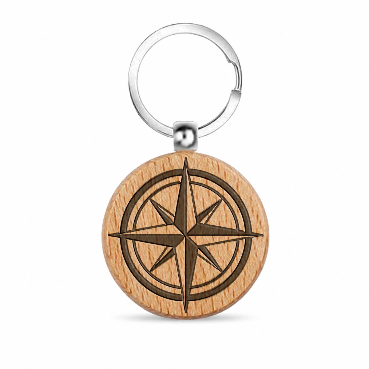 Llavero de Madera Brújula