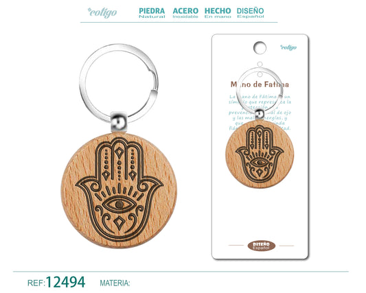 Llavero de Madera con MANO FATIMA