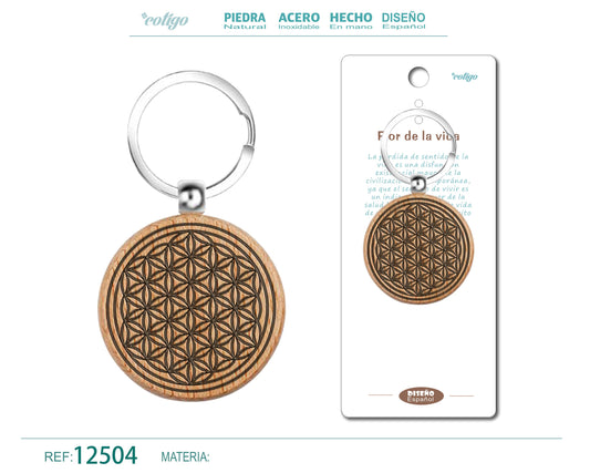 Llavero de Madera con FLOR DE LA VIDA