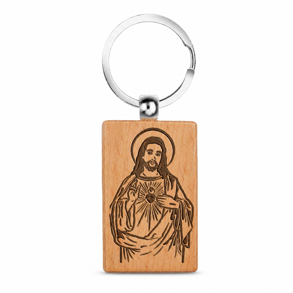 Llavero de Madera Corazón de Jesús
