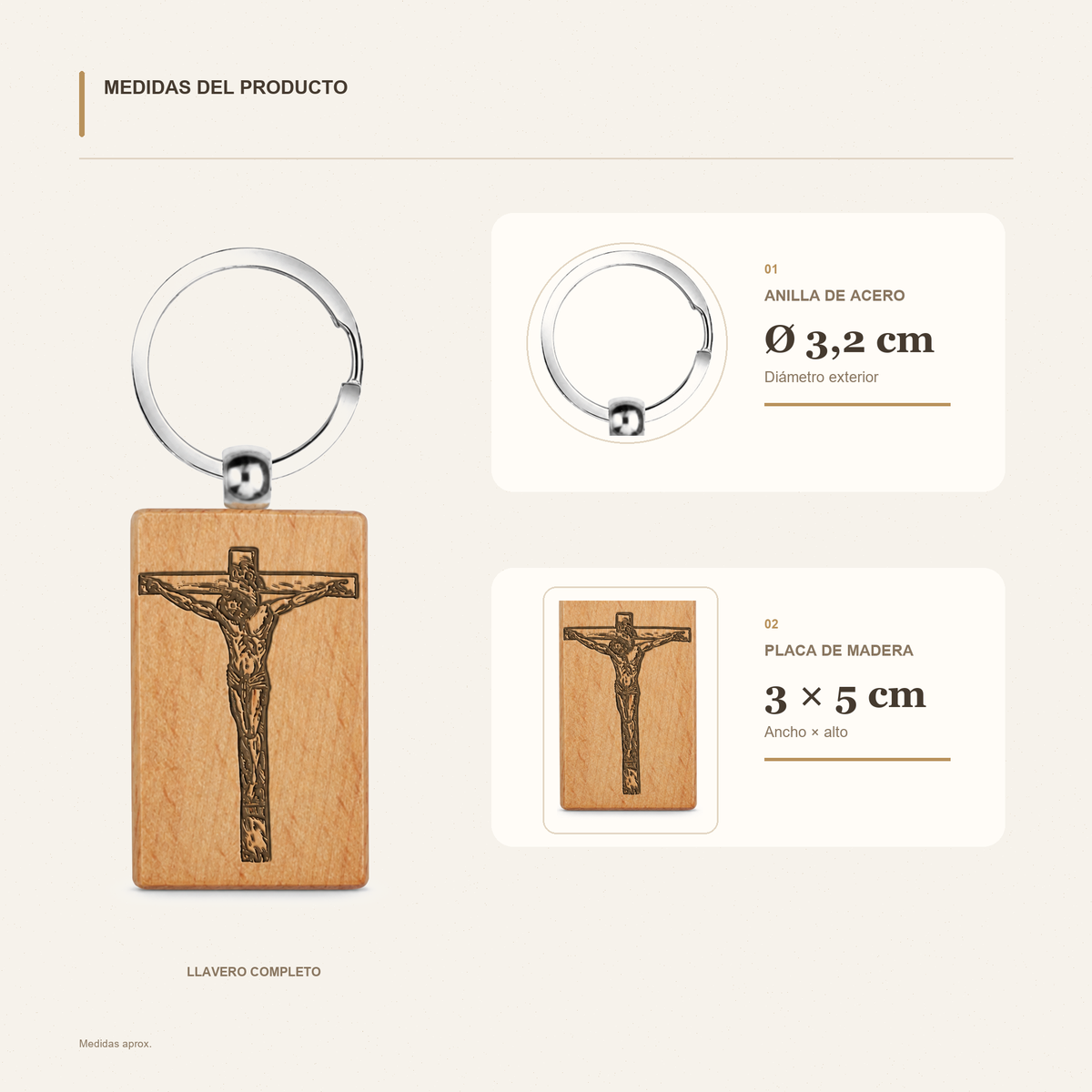 Medidas del producto: Llavero de Madera Jesús Crucificado