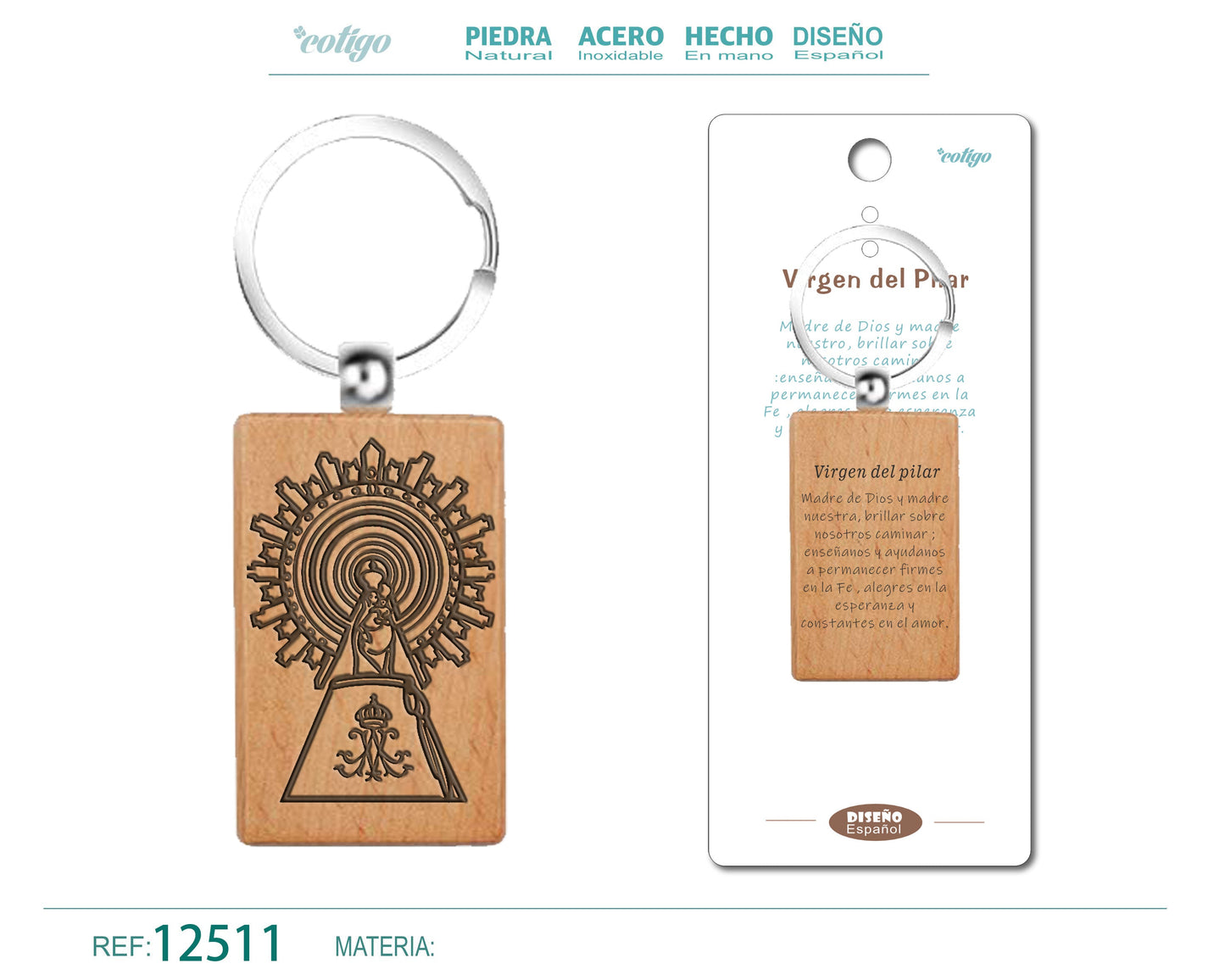 Llavero de Madera con VIRGEN DEL PILAR