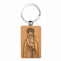 Llavero de Virgen de la Soledad en Madera Natural