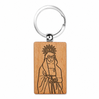 Llavero de Virgen de la Soledad en Madera Natural