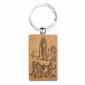 Llavero de Virgen de Fátima en Madera Natural