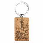 Llavero de Virgen de Fátima en Madera Natural