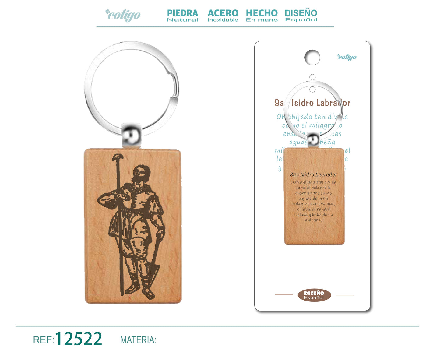 Llavero de Madera con SAN ISIDRO LABRADOR