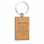 Reverso grabado del llavero de madera Virgen del Carmen con anilla de acero inoxidable