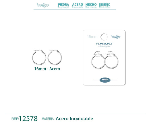Pendiente Aro Acero-16mm color Acero