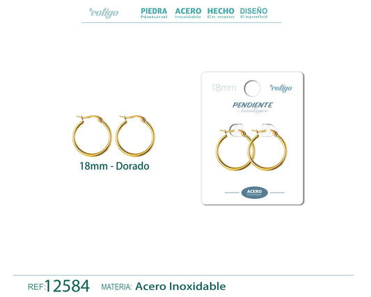 Pendiente Aro Acero-18mm color Dorado