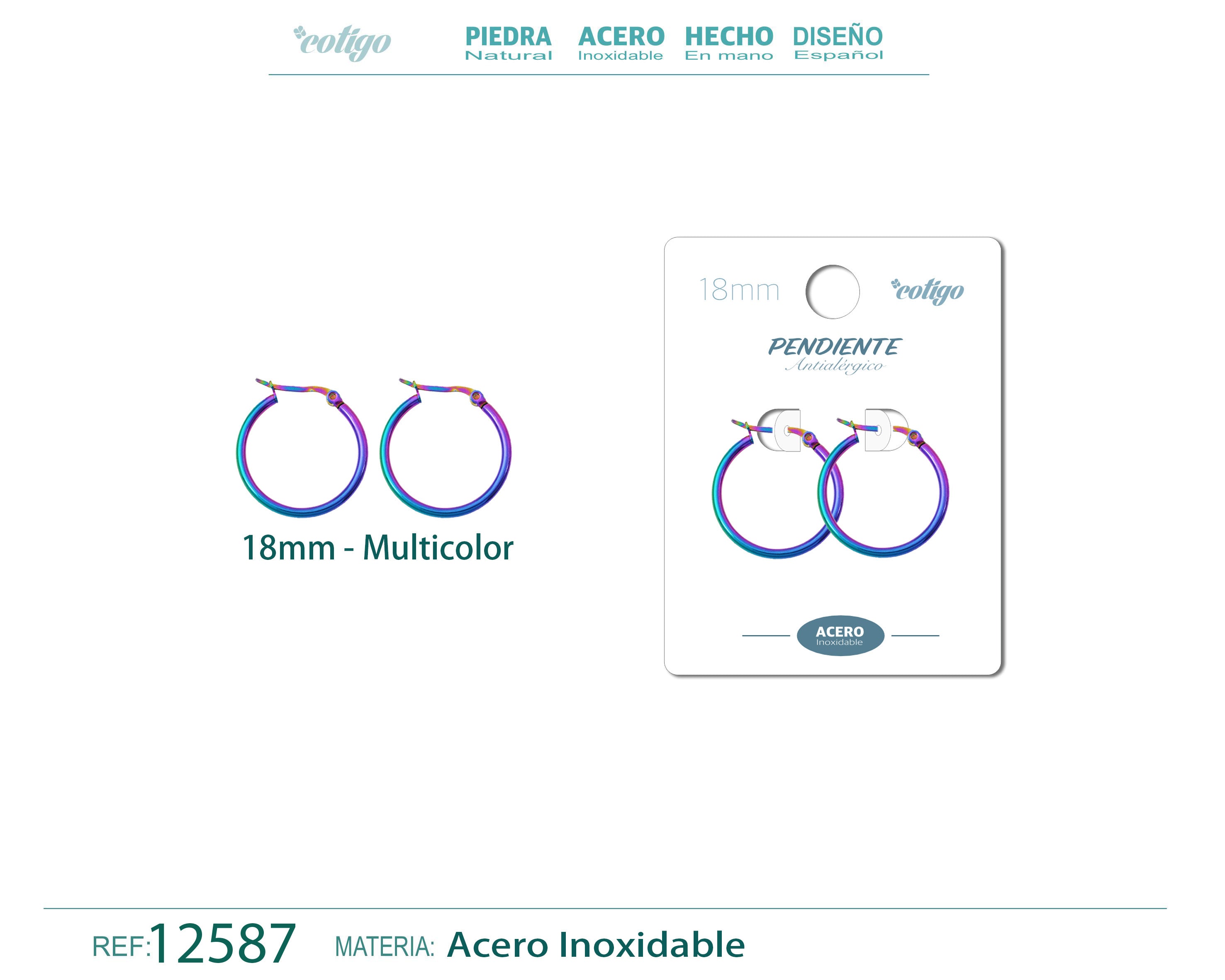 Pendiente Aro Acero-18mm Multicolor - cotigo