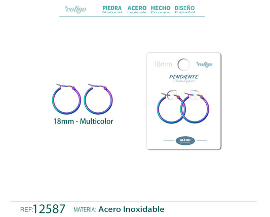 Pendiente Aro Acero-18mm Multicolor