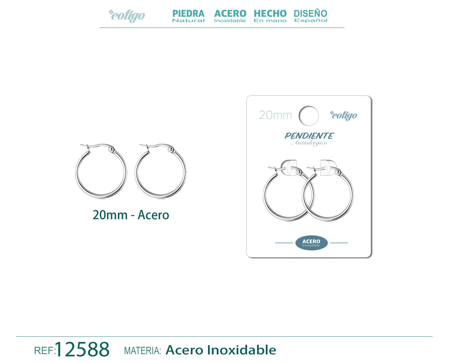 Pendiente Aro Acero-20mm color Acero