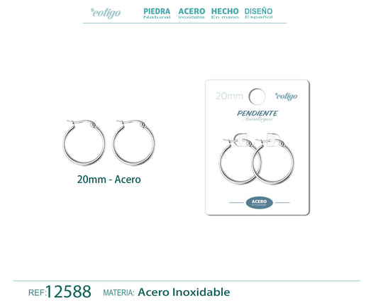Pendiente Aro Acero-20mm color Acero
