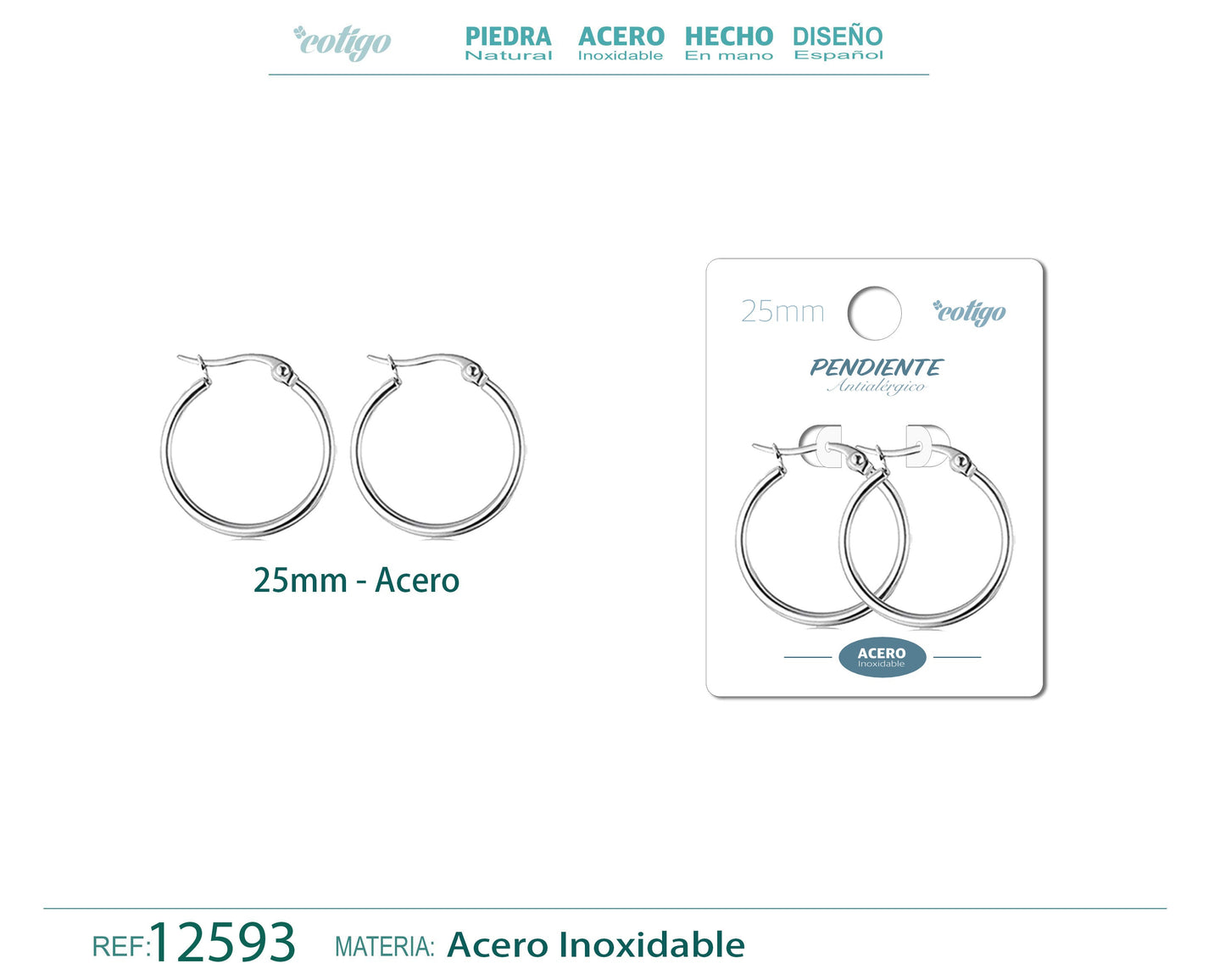 Pendiente Aro Acero-25mm color Acero