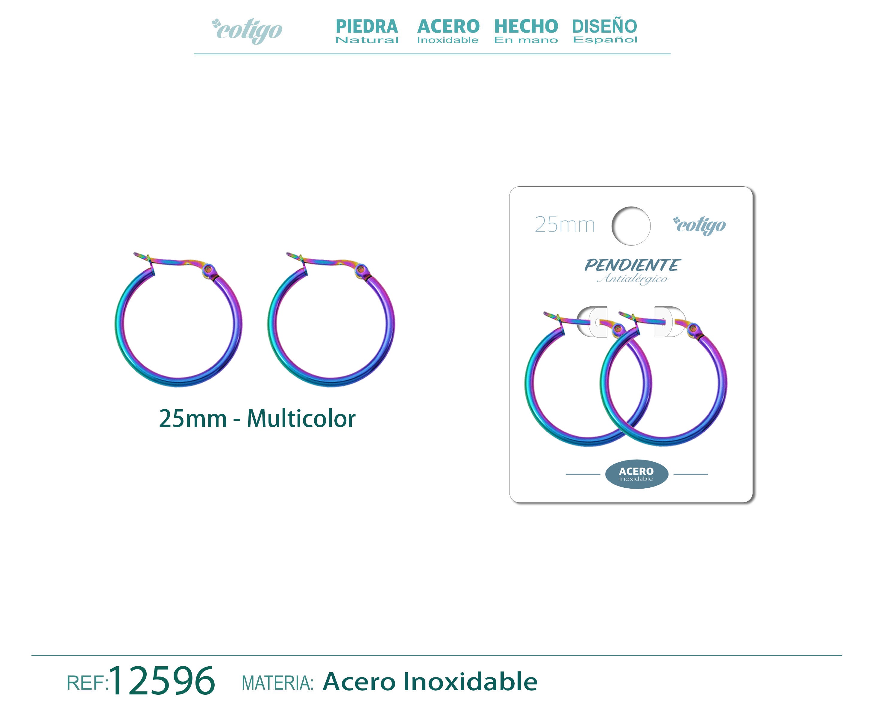 Pendiente Aro Acero-25mm Multicolor - cotigo