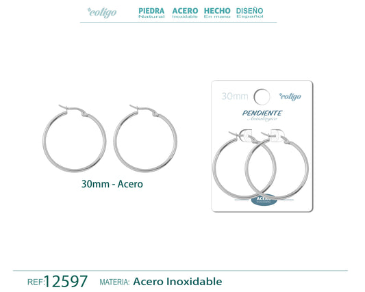 Pendiente Aro Acero-30mm color Acero
