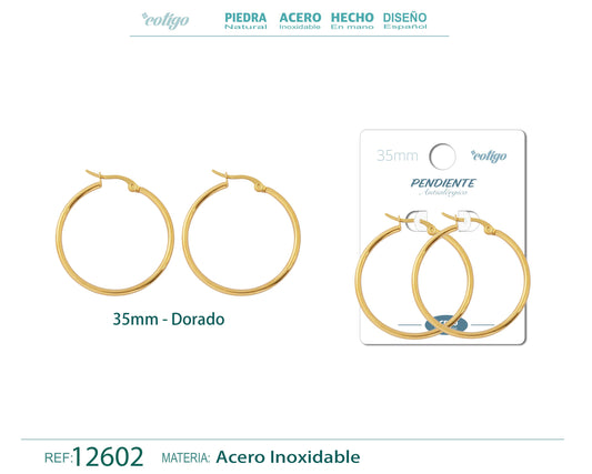 Pendiente Aro Acero-35mm color Dorado