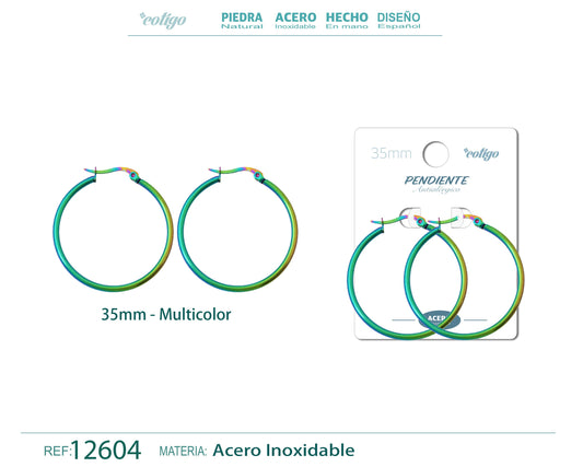 Pendiente Aro Acero-35mm Multicolor