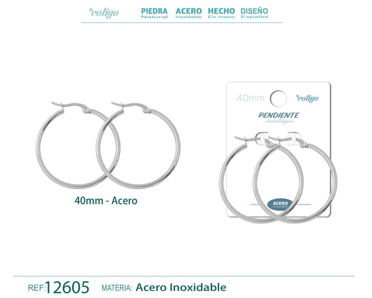 Pendiente Aro Acero-40mm color Acero