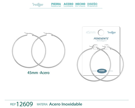 Pendiente Aro Acero-45mm color Acero