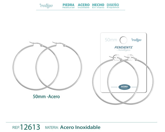 Pendiente Aro Acero-50mm color Acero